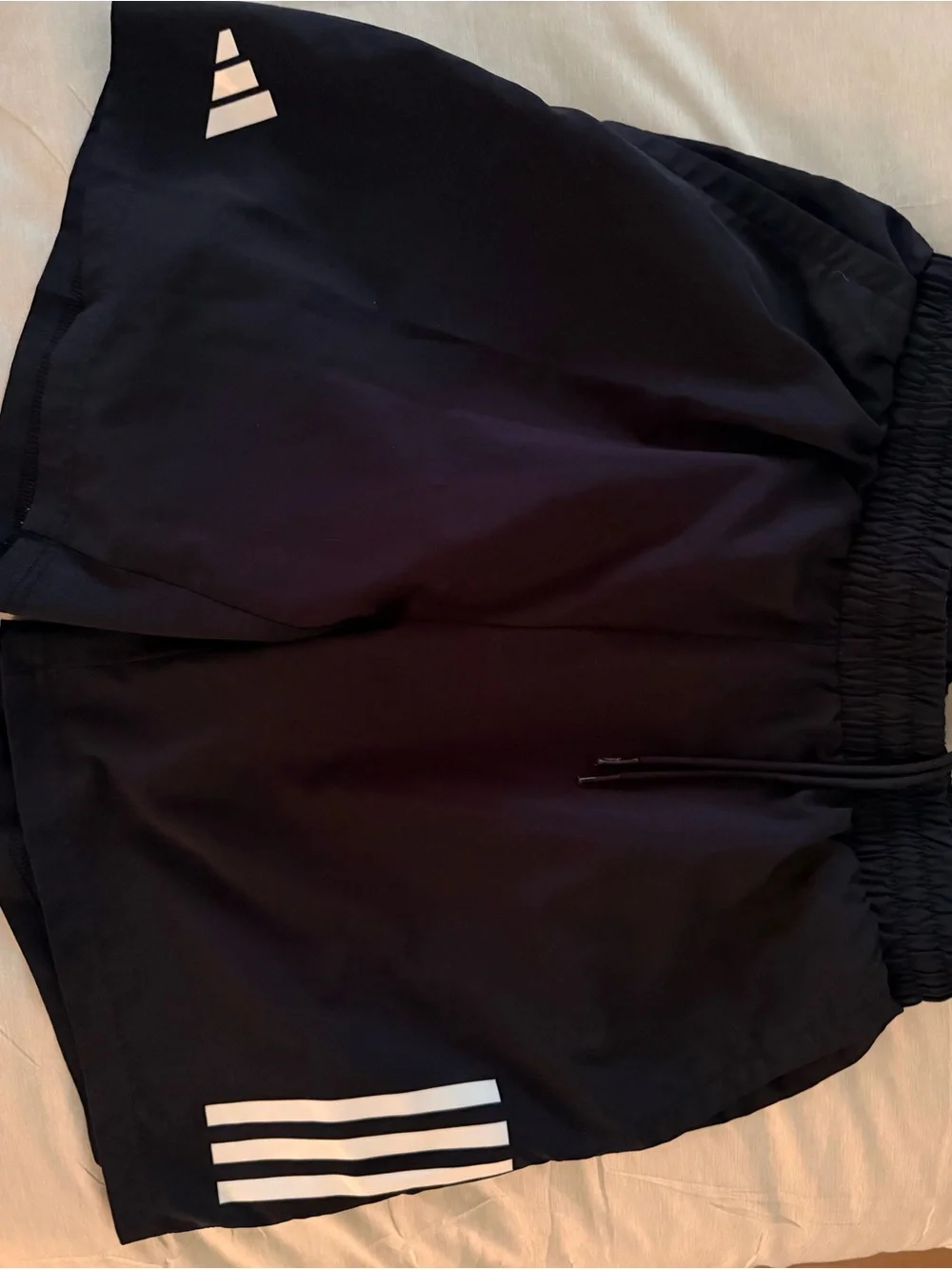 adidas Black Athletic Mens Shorts with White Stripe Accents